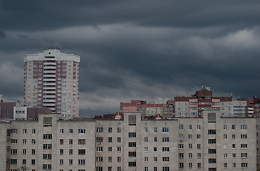 Image showing gray clouds over the urban landscape