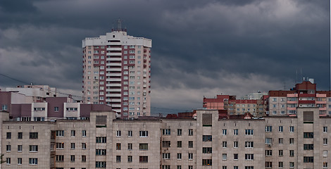 Image showing gray clouds over the urban landscape