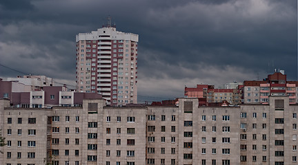 Image showing gray clouds over the urban landscape