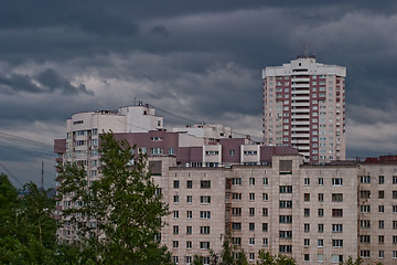 Image showing gray clouds over the urban landscape