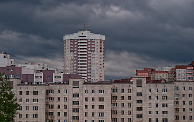 Image showing gray clouds over the urban landscape