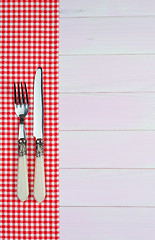 Image showing Kitchenware on red towel