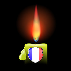 Image showing Burning Candle and Shield