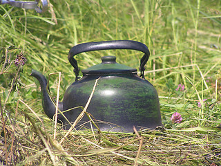 Image showing  Kettle in the grass