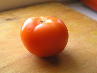 Image showing tomato on wooden board