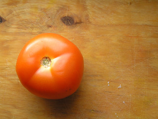 Image showing tomato on wooden board