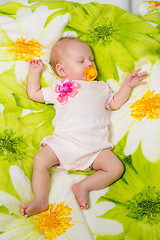 Image showing Sleeping two month baby in the crib