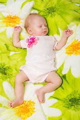 Image showing Sleeping two month baby in the crib