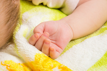 Image showing Close-up of palm sleeping baby