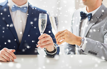 Image showing close up of male gay couple with champagne glasses