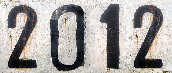 Image showing Rusty metal plate with numbers 