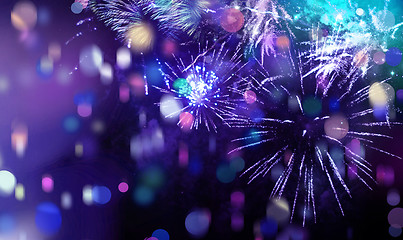 Image showing bright sparkling multicolor fireworks and confetti