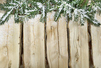 Image showing Wood background snow