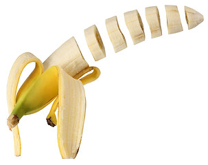 Image showing Banana with floating slices