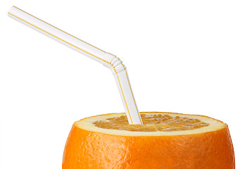 Image showing Orange with straw 