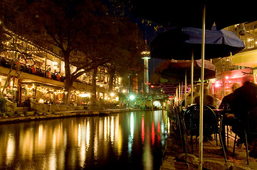 Image showing San Antonio riverwalk at night