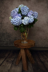 Image showing Beautiful hydrangea flowers in a vase