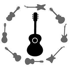 Image showing Set of Guitars Silhouettes