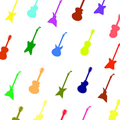 Image showing Set Colorful Silhouettes of Different Guitars