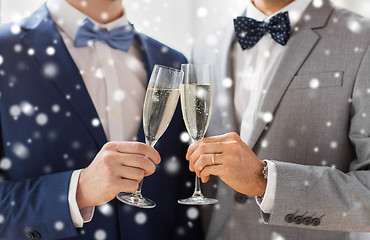 Image showing close up of male gay couple with champagne glasses