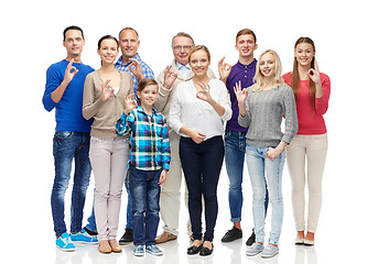 Image showing group of smiling people showing ok hand sign