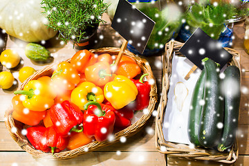 Image showing vegetables in baskets with nameplates at market