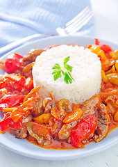 Image showing boiled rice with vegetables