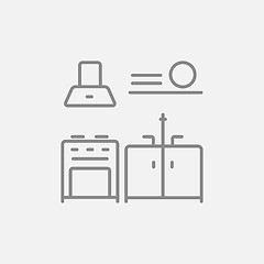 Image showing Kitchen interior line icon.