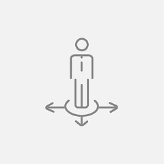 Image showing Businessman in three ways line icon.