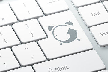 Image showing Time concept: Alarm Clock on computer keyboard background