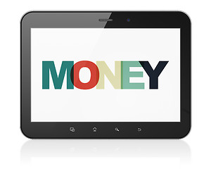 Image showing Business concept: Tablet Computer with Money on  display