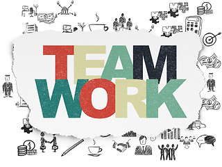 Image showing Finance concept: Teamwork on Torn Paper background