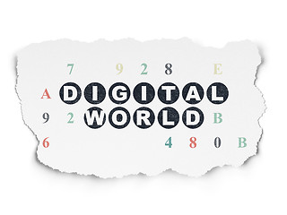 Image showing Data concept: Digital World on Torn Paper background