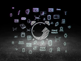 Image showing Timeline concept: Alarm Clock in grunge dark room