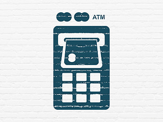 Image showing Currency concept: ATM Machine on wall background