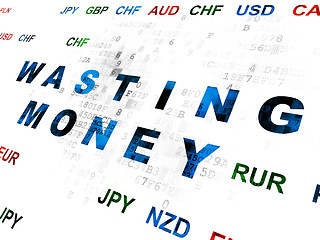 Image showing Money concept: Wasting Money on Digital background