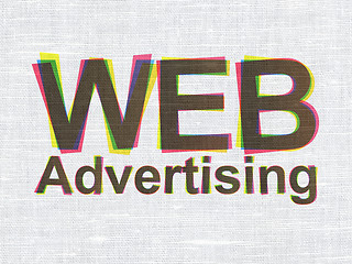 Image showing Advertising concept: WEB Advertising on fabric texture background