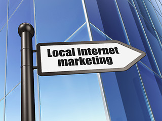 Image showing Advertising concept: sign Local Internet Marketing on Building background