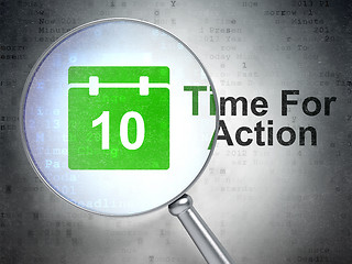 Image showing Time concept: Calendar and Time For Action with optical glass