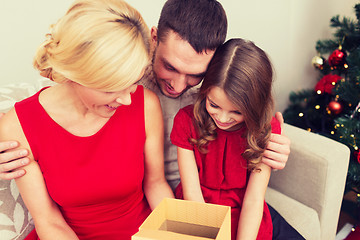 Image showing happy family opening gift box