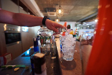 Image showing barman prepare fresh coctail drink