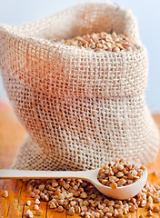 Image showing Raw buckwheat, portion of the  buckwheat