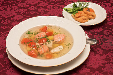 Image showing Fish salmon soup
