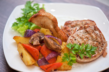 Image showing Pork chop with vegetable 