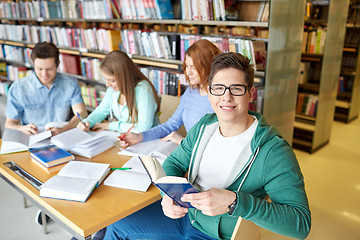 Image showing students with books preparing to exam in library