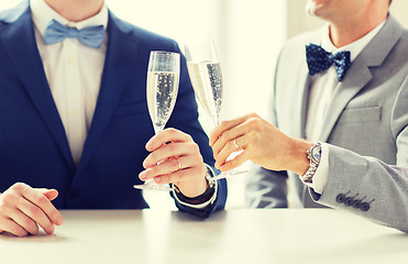 Image showing close up of male gay couple with champagne glasses