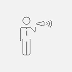 Image showing Businessman with megaphone line icon.