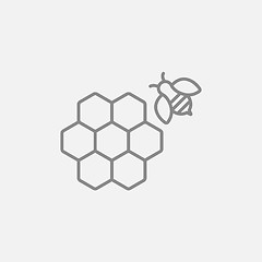 Image showing Honeycomb and bee line icon.