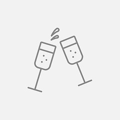 Image showing Two glasses of champaign line icon.