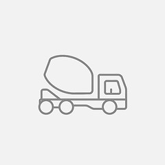 Image showing Concrete mixer truck line icon.